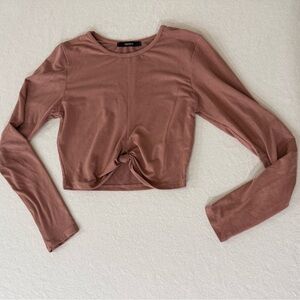 F21 pink mauve crop long sleeve top Sz small